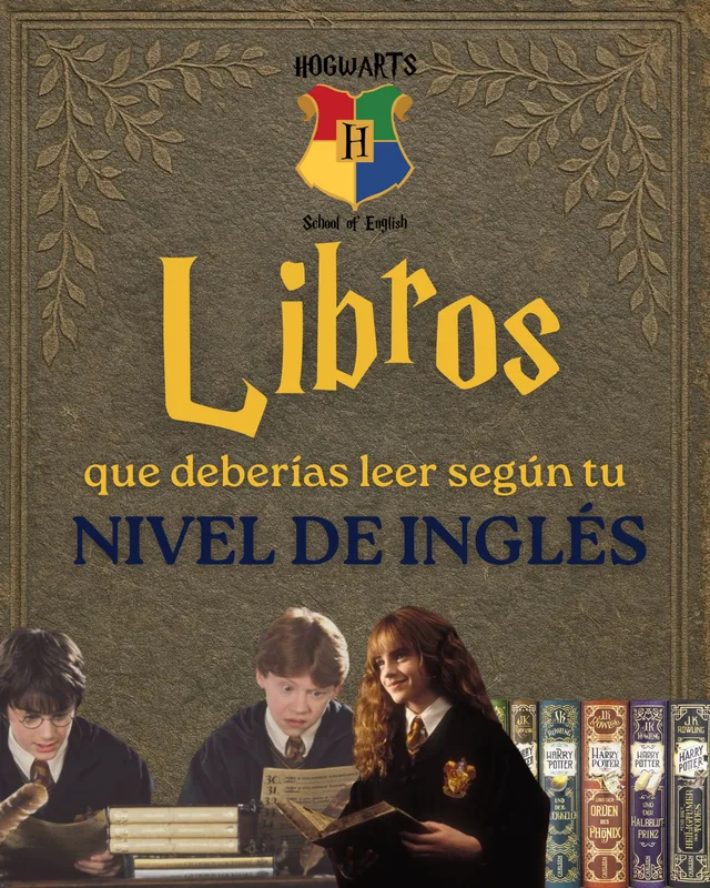 Diseño editorial para redes de Hogwarts School of English