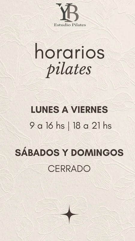 Diseño de horarios para YB Estudio Pilates